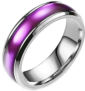 Gualiy Titan Ring für Männer, Ringe Damen Silber 6MM mit Emaille Ringe Größe 52 (16.6)-70 (22.3)