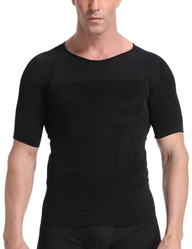 FONCBIEN Men's Tummy Control Body Shaper Compression Vest Slimming Elastic Undershirt Black