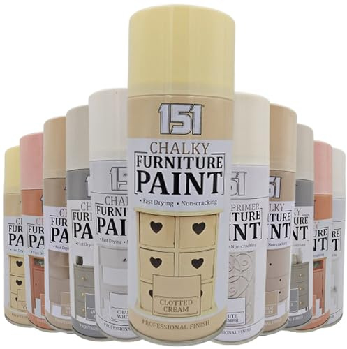 AlezyB - 4 x Clotted Cream Chalk Finish Spray Paint 400ml - Furniture Spray Paint Aerosol for Smooth Touch Matt Finish Office and Home