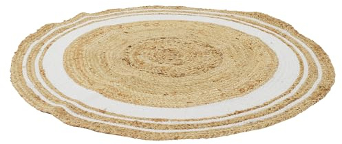 HOME DECO FACTORY Teppich, rund, Jute, Baumwolle, Weiß, 90 cm