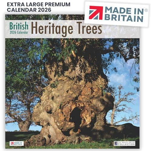 ALLTRADE Calendar 2026 British Heritage Trees 2026 Calendar UK Holidays MADE IN BRITAIN® with 100% Solar Energy on FSC® Paper Eco-Friendly Photos by ARCHIE MILES Supports Woodland Trust Tree Planting