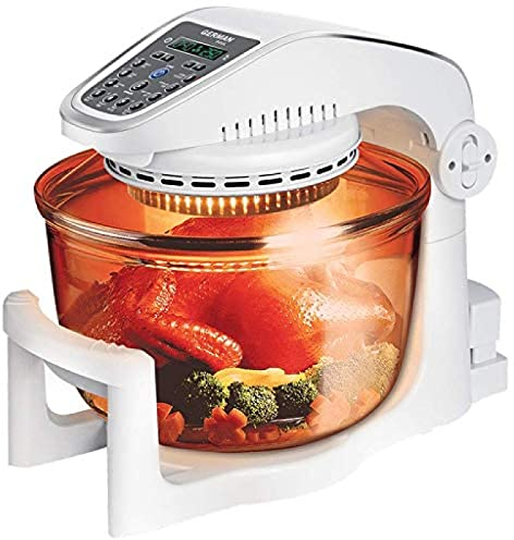 Freidora de aire de 10 cuartos, horno tostador de encimera de convección de vidrio transparente, cocción halógena por convección infrarroja para papas fritas y patatas fritas 234Pintoresco