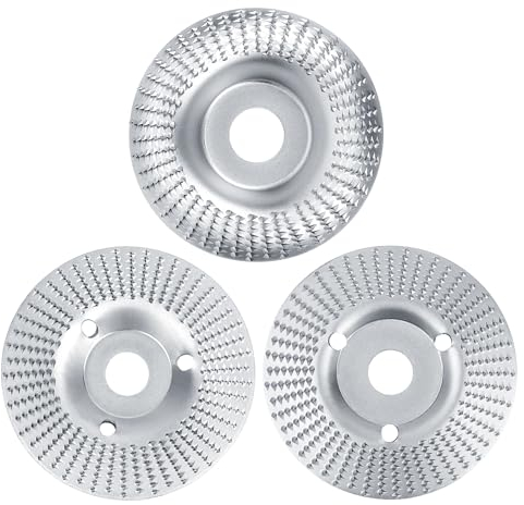 3 Stück holz schleifscheiben für winkelschleifer-schruppscheiben, holzbearbeitungswerkzeuge für Schnitzen und Schleifen von Holz, Weichholz, Hartholz (Silber)