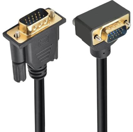 CY Kabel 90 Grad nach oben abgewinkelter VGA-RGB-Stecker auf gerade Steckerverlängerung 3COAX+6C für Monitor, Projektor, Computer