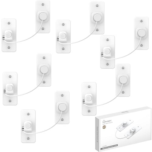 HOMGEN 6 Pack Window Locks Child Safety No Drilling Durable Window Locks for Upvc Strong Self Adhesive Window Safety Restrictor 2 Way Installation Window Security Lock for Home etc -Button Style