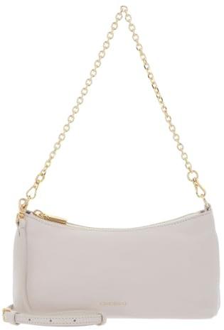 Coccinelle Leder Umhängetasche Schultertasche Aura Mini Bag Grained Leather Lambskin White creme