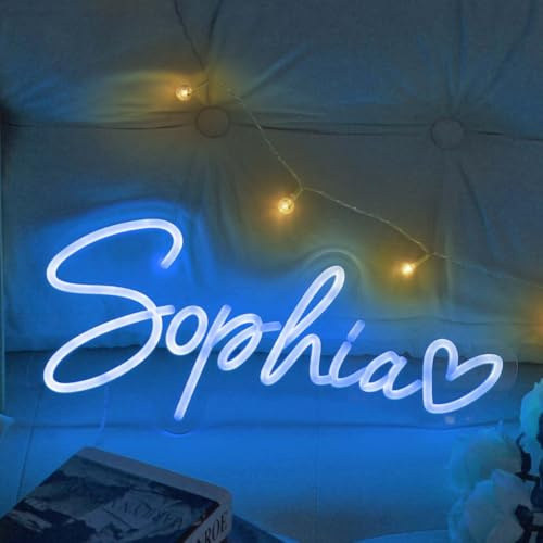 Neon Schild Personalisiert Led Namensschild Custom Neon Signs für Wanddekoration Hochzeit Geburtstag Party Schlafzimmer Bar (blau)
