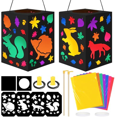 Sprinlot Set di Lanterne Artigianali, 2 pezzi 14 x 20 cm Lanterna di San Martino, Lanterne Animali, Regalo Feste con Lanterne, Parata Delle Lanterne di San Martino di Halloween