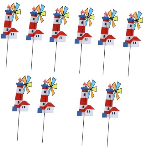 BESPORTBLE 10pcs Colorful Windmill Pinwheels Outdoor Garden Decor Vibrant Rainbow Kinetic Ornaments for Lawn Parties and Events