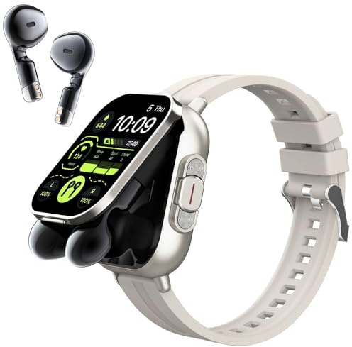 Denash Smartwatch und Kopfhörer, 2-in-1, 2,01 Zoll HD-Display, Bluetooth, Fitness-Tracker, 100 + Sportmodi, Schlafüberwachung, Herzfrequenz, kompatibel mit Android und