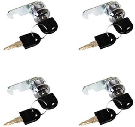 TOP-VIGOR Lot de 4 serrures à came de sécurité de 30 mm, serrures de boîte aux lettres avec 8 clés pour placard, tiroir, armoire, boîte aux lettres et boîte à outils, clés différentes