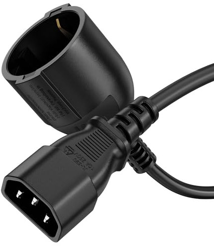 sonero Adaptador de Cable SAI, Cable de alimentación C14 a CEE7, 3 Polos, 2,00 m, Dispositivo Robusto, Ordenador, estación de Trabajo, Sistemas de Seguridad, Monitor, Enchufe de Red, Negro