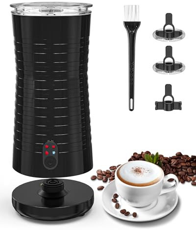 Morpilot Milk Frother, 4 in 1 Electric Milk Frothers, Hot & Cold Milk Foamer, 240ml, 400w, Strix Temperature Controls, Silent Operation, for Coffee, Cappuccino, Black
