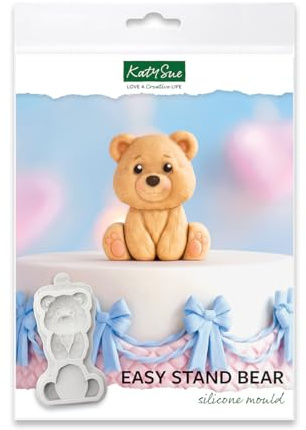 Katy Sue Katy Sue Designs - Stampo in silicone a forma di orsetto, facile da appoggiare, ideale per decorare torte e creazioni fai da te, da utilizzare con fondente, pasta di zucchero, argilla e
