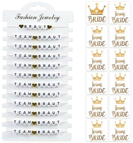 12 Stück Team Braut Armbänder,Bachelorette Armbänder,Team Braut Armband,Armband Junggesellinnenabschied,Verstellbaren JGA Armbänder Set, Junggesellinnenabschied Armband, JGA Armbänder Frauen