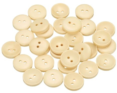 QUARKZMAN 30 Stück Knöpfe 18mm Holzknöpfe 2 Loch Buttons, Bastelknöpfe Vintage Rund Nähknöpfe Schüsseltyp Ersatzknöpfe für DIY Dekoration Mäntel Kleidung Strickjacke, Naturholz
