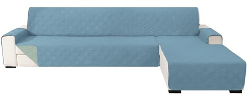Ystyle Sofa Überzug L Form 2 Sitzer Reversibel, Sofaschoner Waschbar, Couch Bezug Mit Armlehne, Sofabezug Für Katze Hunde, Ecksofa Bezug Rechts/Links (210cm, Hellblau + Hellgrün)