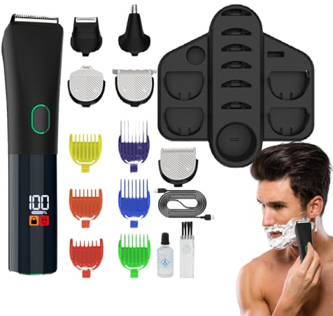 Maquinilla de afeitar eléctrica recargable por USB - Cortapelos - Kit eléctrico para el cuidado de la barba para hombre | Kit para el cuidado del cabello con cortapelos, un regalo para hombre, padre o