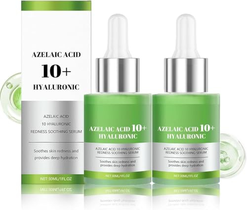 Azelaic Acid 10+ Hyaluron Redness Soothing Serums - Azelainsäure-serums Mit Hyaluronsäure Und Niacinamid Für Empfindliche Haut, Gegen Rötungen, Hellt Aknenarben Auf (30ml, 2 Stück)