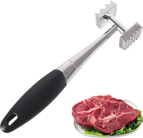 Meat Tenderizer,Stainless Steel Meat Tenderizer Tool,Dual-Sided Nails Meat Mallet,with Rubber Comfort Grip Non-Slip Handle,Double-Sided Cutlet Tenderizer,for Chops, Steaks, and Meat Cuts Tenderizing