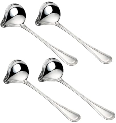 STOBAZA 4piezas Cuchara Para Salsa Pequeña De Acero Inoxidable Juego De Cucharas De Cocina Con Mango Para Servir Cucharón Para Salsa Con Vertedor Para Cocinas Domésticas