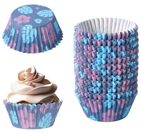 300uds Moldes para Cupcakes Hawaianos, Envolturas Azules Muffins Vasos Tropicales Papel Moldes Cupcakes Accesorios Cumpleaños Verano Suministros para Fiestas & Decoración Mesa