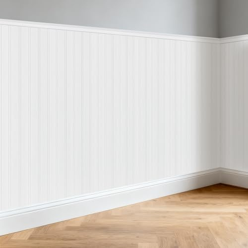 Vorgeschnittene Verkleidungspaneele, WPC-Lamellen, Akzent-Wandpaneel für Heimdekoration, 99,1 x 200,7 cm, fertig zum Zusammenbauen, dekorative Beadboard-Paneele für Innenwandleisten (Stil 01)