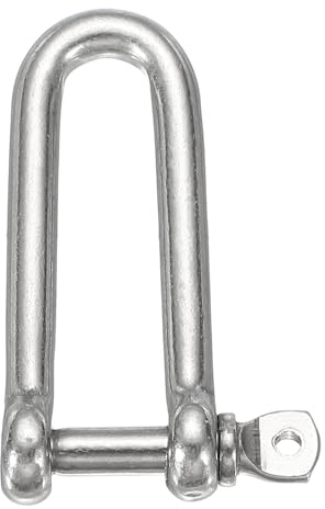 sourcing map Grillete de arco de acero inoxidable, 8 mm de largo, en forma de D, grilletes de tornillo grandes para barco, velero, cadena de aparejo, cierre de aparejo, joyería de paracaídas, aparejos
