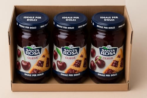 Santa Rosa Confettura di Ciliegie 3 x 600g – Marmellata Italiana Tradizionale di Ciliegie – Ideale per Dolci, Crostate e Colazione – Senza Conservanti e Coloranti – Gusto Ricco e Autentico – Prodotto