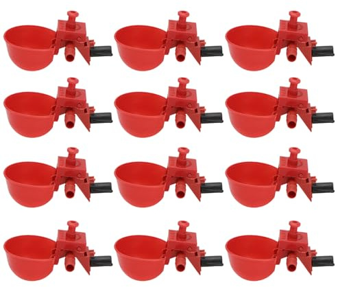 Happyyami 12 pièces Abreuvoir Automatique à Boire Réglable pour Poules Pigeons Oiseaux Bol Robuste Abs pour Volaille et Animaux de Ferme Couleur Aléatoire Couleur Aléatoire