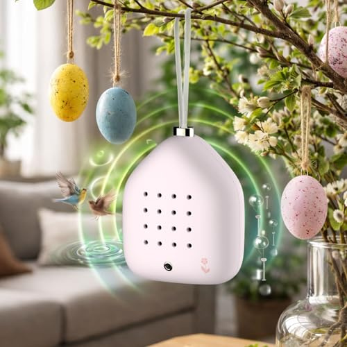 RELAXOUND Lily Bells – Colgante de sonido decorativo con detector de movimiento, suave canto de pájaros, chispas y sonidos de agua – Relajación para el hogar, elegante idea de regalo – Rosebird – Rosa