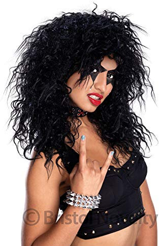 Unisex Rock Star Black Adult Wig (Pack of 1) - Realistic Design, Perfect for Concerts, Costumes, Festivals, Halloween, Music, World Book Day, & Parties Halloween Halloween