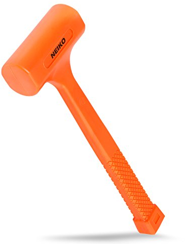 Neiko 02846A 1 LB Dead Blow Hammer, Neon Orange I Unibody Molded | Checkered Grip | Spark and Rebound Resistant
