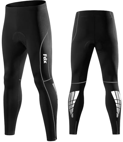 FDX Men’s Cycling Tights, Lightweight, Breathable, 3D Padded, Cycle Trousers, Outdoor Bike Riding Pants, Quick Dry, Highly Elasticated Bicycle Leggings (Black M)