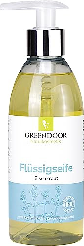 GREENDOOR Bio Flüssigseife EISENKRAUT 250ml vegan, zitroniger Duft, Natur-Seife natürlich ohne Parabene Sulfate Tierversuche, flüssige Handseife biologisch abbaubar