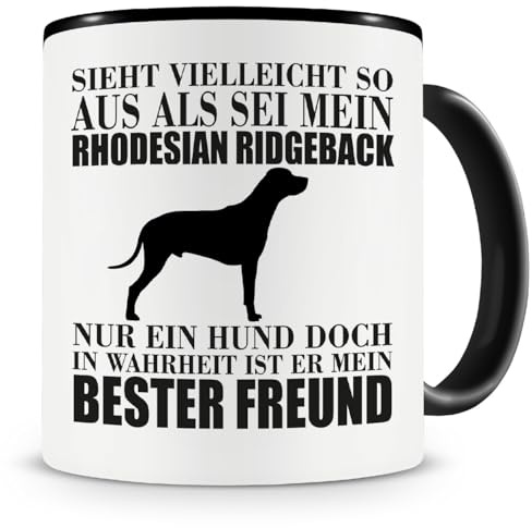 Samunshi® Rhodesian Ridgeback mein bester Freund Hunde Tasse Kaffeetasse Teetasse Kaffeepott Kaffeebecher Becher 300ml schwarz