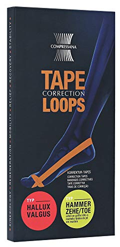 COMPRESSANA TAPE LOOPS - Korrektur-Schlaufen für Hallux valgus und/oder Hammerzeh Fehlstellungen - Zehenspreizer ohne Silikon - 1 Paar - Größe 41-42 - Farbe Diamant