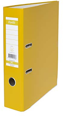Bantex Ordner A4, Büroordner, Ringbuch, 8 cm Rückenbreite, 2-Ring-Mechanik, Dokumentenorganisator, Metall Kantenschutz, 15% mehr Kapazität als Standardordner, GELB, 20er Pack, 100551786