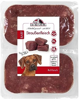 TACKENBERG Barf Straußenfleisch für Hunde 14 x 500 g (7kg) - leckeres Frostfleisch als Hundefutter in Premiumqualität - geeignetes Gefrierfutter für deinen Vierbeiner - ohne Zusatzstoffe
