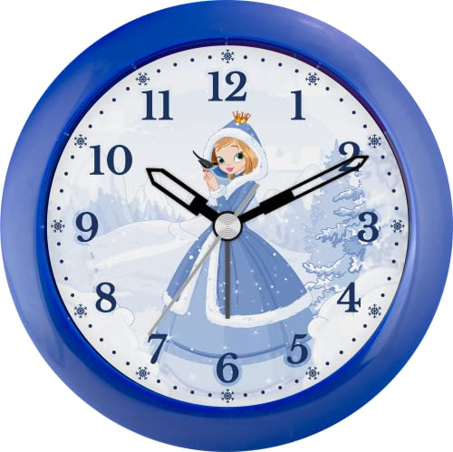 Eurotime Wecker für Mädchen mit Eiskönigin, Blau, Kinderwecker, Kunststoffgehäuse und Kunststoffglas, 22154-08