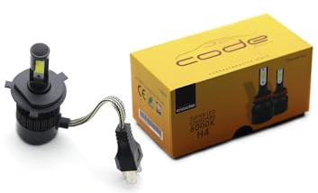 CODE H4 LED Lampadine Fari Anteriori con Effetto Simile allo Xeno, 12000LM Lampadina Faro per Auto 37W LED 12V 6000K Kit di conversione alogena Per La Sostituzione Delle Lampadina Dell'Auto (2und).