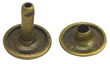 Fenggtonqii Bronzefarbene Doppelkappen-Ledernieten, röhrenförmige Metallnieten, Kappe 15 mm und Pfosten 10 mm, 60 Sets