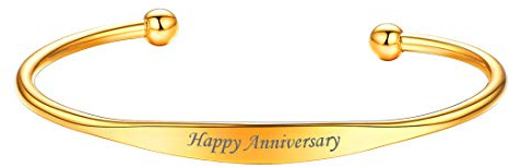 U7 Damen personalisiert ID-Armband 18k vergoldet verstellbar Name Texte Gravur Armspange mit Kugel am Ende simpel Frauen Offener Armreif Armschmuck für Geburtstag Valentinstag
