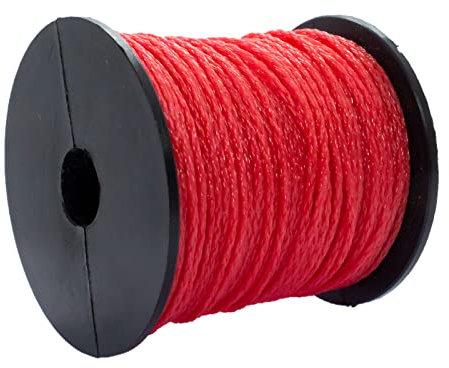 50 meters / 164 ft Masonry String Unstretchable Builders Line For Construction Gardening Dirt And Water Resistant Non-Stretch Red 1.7mm Thick M03B