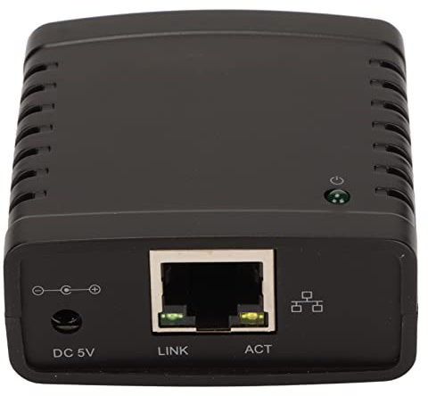 GOWENIC USB Printer Server, Printer Network Sharer, TCP/IP LPR Print Server, Wireless Extender Sharer, 10/100Mbps RJ45 LAN 1 Port USB Ethernet Extension Adapter, 100-240V(#3)