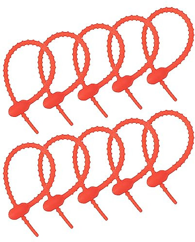 sourcing map Reusable Zip Ties, 6 Inch Silicone Ties Bag Clips, All-Purpose Silicone Ties, Cable Ties, Bread Tie, Household Twist Ties, Reusable Twist Ties (Red Pack of 12)