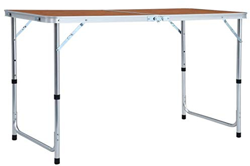 BULANED Klappbarer Campingtisch, Klapptisch, Camping Tisch, Tapeziertisch, Balkon Klapptisch, Beistelltisch, Campingmöbel, Aluminium 120 x 60 cm