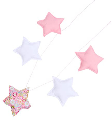 Warmhm Sternenkette Deko Stoff Leicht Und Langlebig Als Babybettdeko Kinderzimmerdeko Und Wiegendeko Mit Rosa Und Weißen Sternen Als Sternengirlande Für Babyzeltdeko