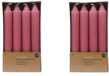 Stabkerze Kerze 2 x 8er-Set (16 Stabkerzen) – Brenndauer: 5 Std., rußfrei – für Kerzenständer, Kerzenhalter - Kerze, Adventskranz, Advent, Weihnachten, Deko, Gastro, Hochzeit – (rosa)