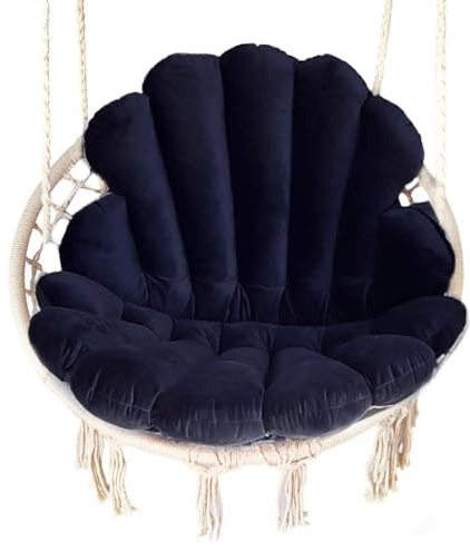 Love Gifts® Fauteuil suspendu sans cadre - Fauteuil suspendu d'intérieur avec deux coussins - Idéal pour l'intérieur comme le salon et la chambre d'enfant - Noir